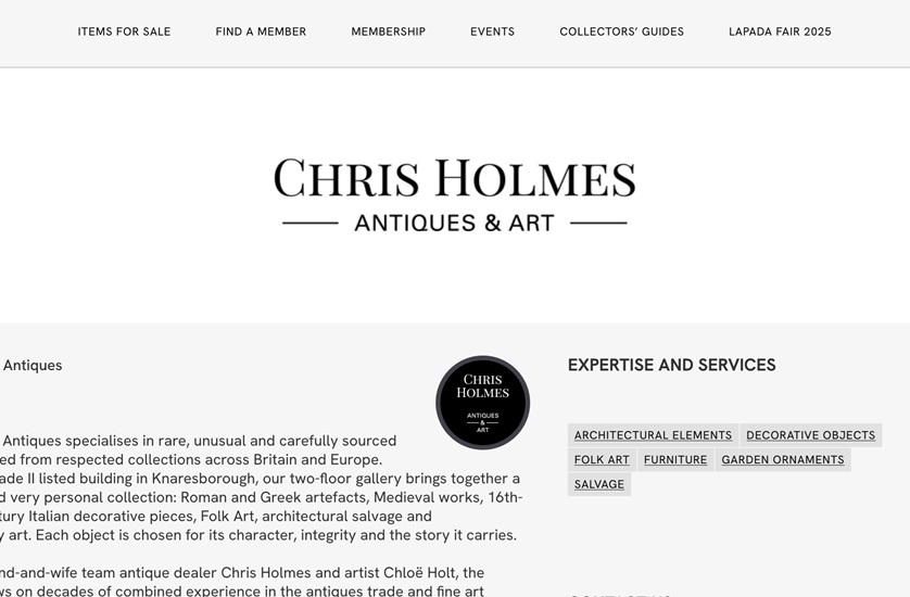 Chris Holmes Antiques Dealer Profile
